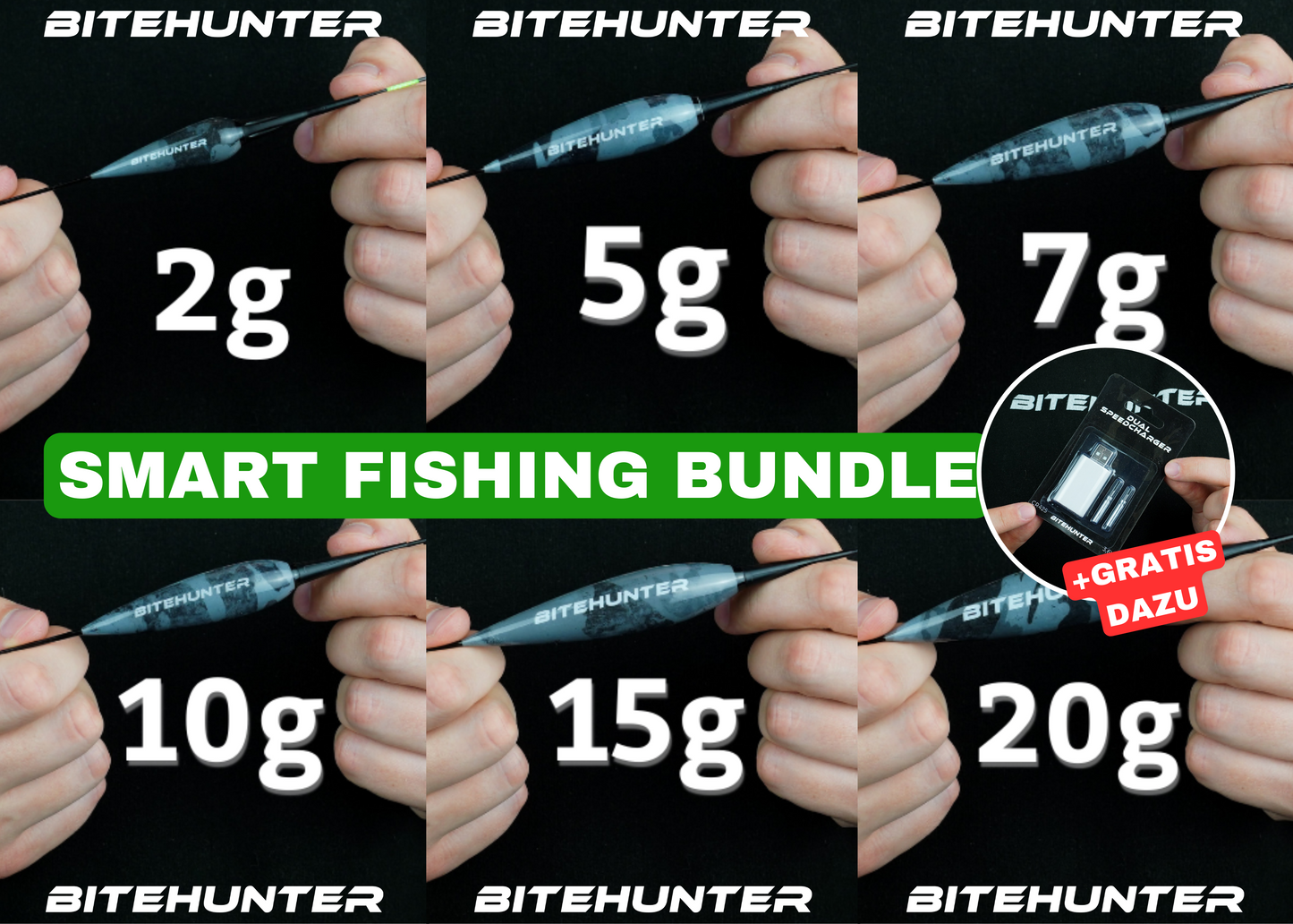 Smart Fishing Bundle - Alle Posen + GRATIS USB Speed Charger (inkl. 2x Akkus)